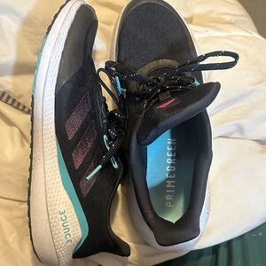 Adidas Women's Black and Aqua Sneakers